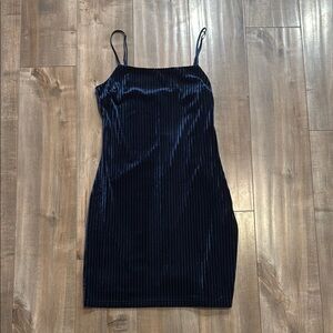 Elegant Navy Blue Velvet Dress